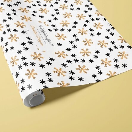 Gepersonaliseerd cadeaupapier met tekst in een kader - Snowflakes