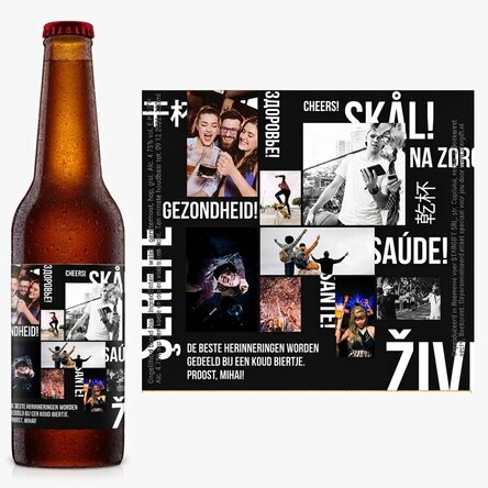 Bier met eigen tekst en 8 foto's - Proost!