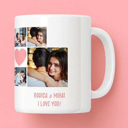 Personalised mug with 6 photos and text - Couple moments