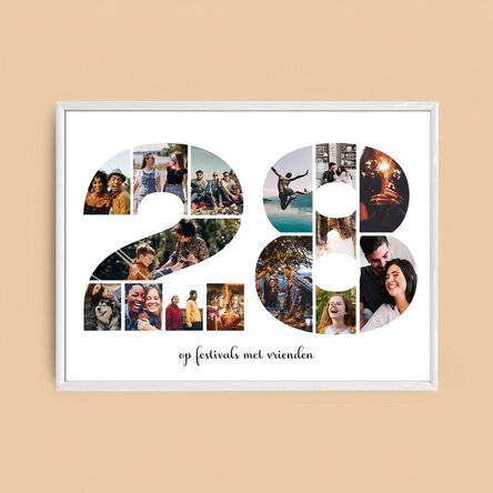 Gepersonaliseerd landschapsschilderij met 15 foto’s, model nr. 28 en tekstbericht
