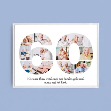 Gepersonaliseerd landschapsschilderij met 11 foto’s, model nummer 60 en tekstboodschap