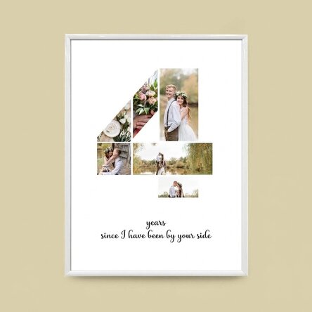 Personalised canvas with 6 photos, model number 4, and text message