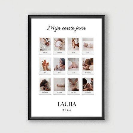 Gepersonaliseerd schilderij met tekst en 12 foto's - My First Year