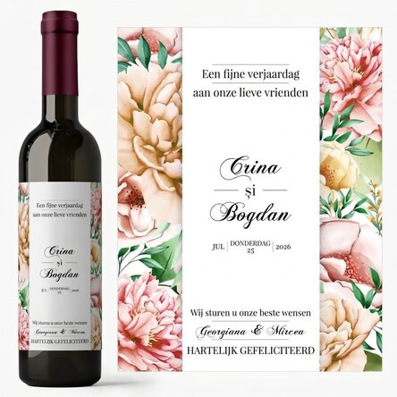 Wijn met gepersonaliseerde tekst - Fijne verjaardag