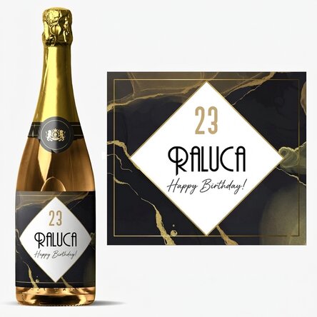 Personalised sparkling wine with text - Abstract gold
