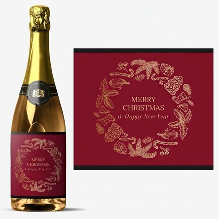Personalised sparkling wine with text - Christmas Spirit