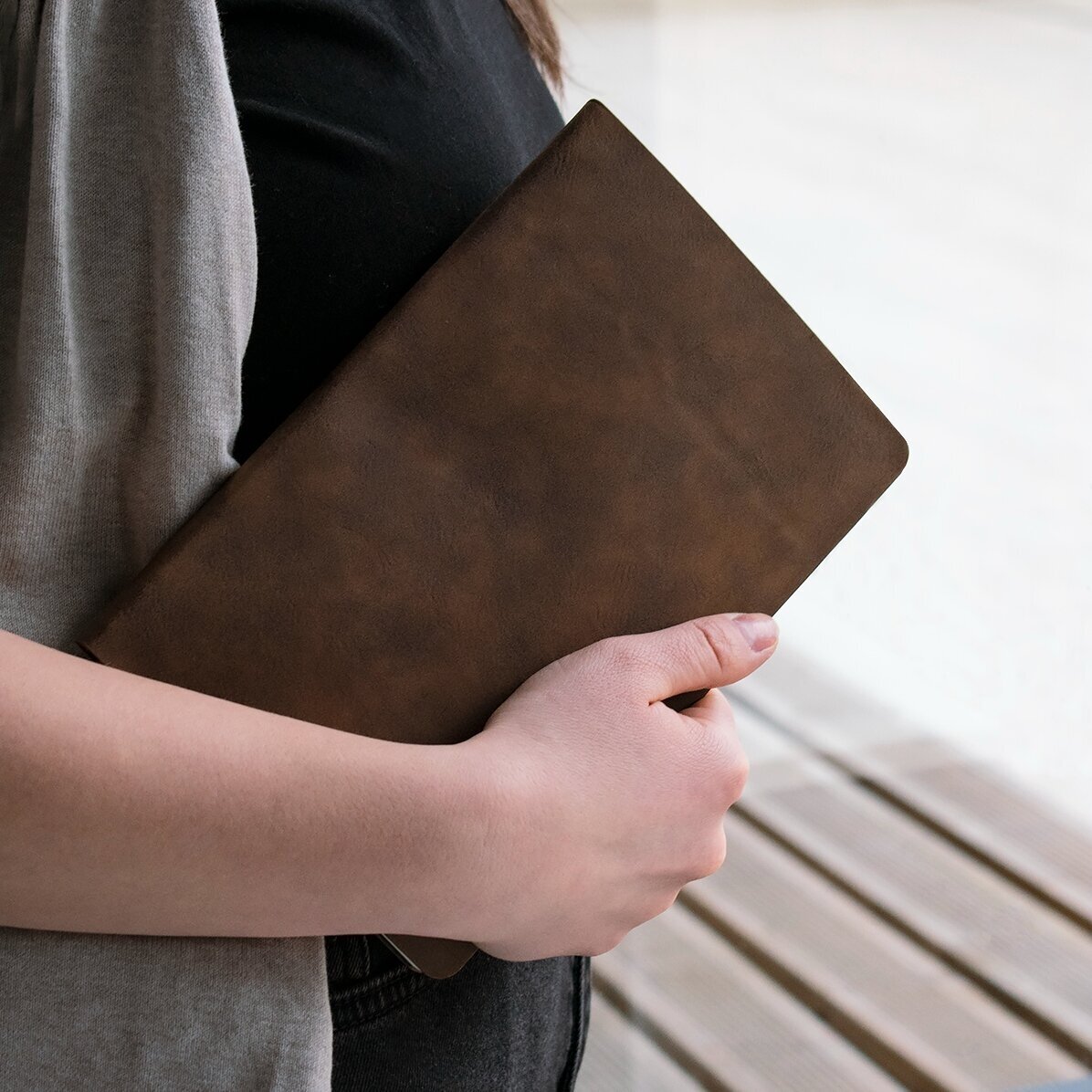 Personalised leather diary with text and zodiac sign
