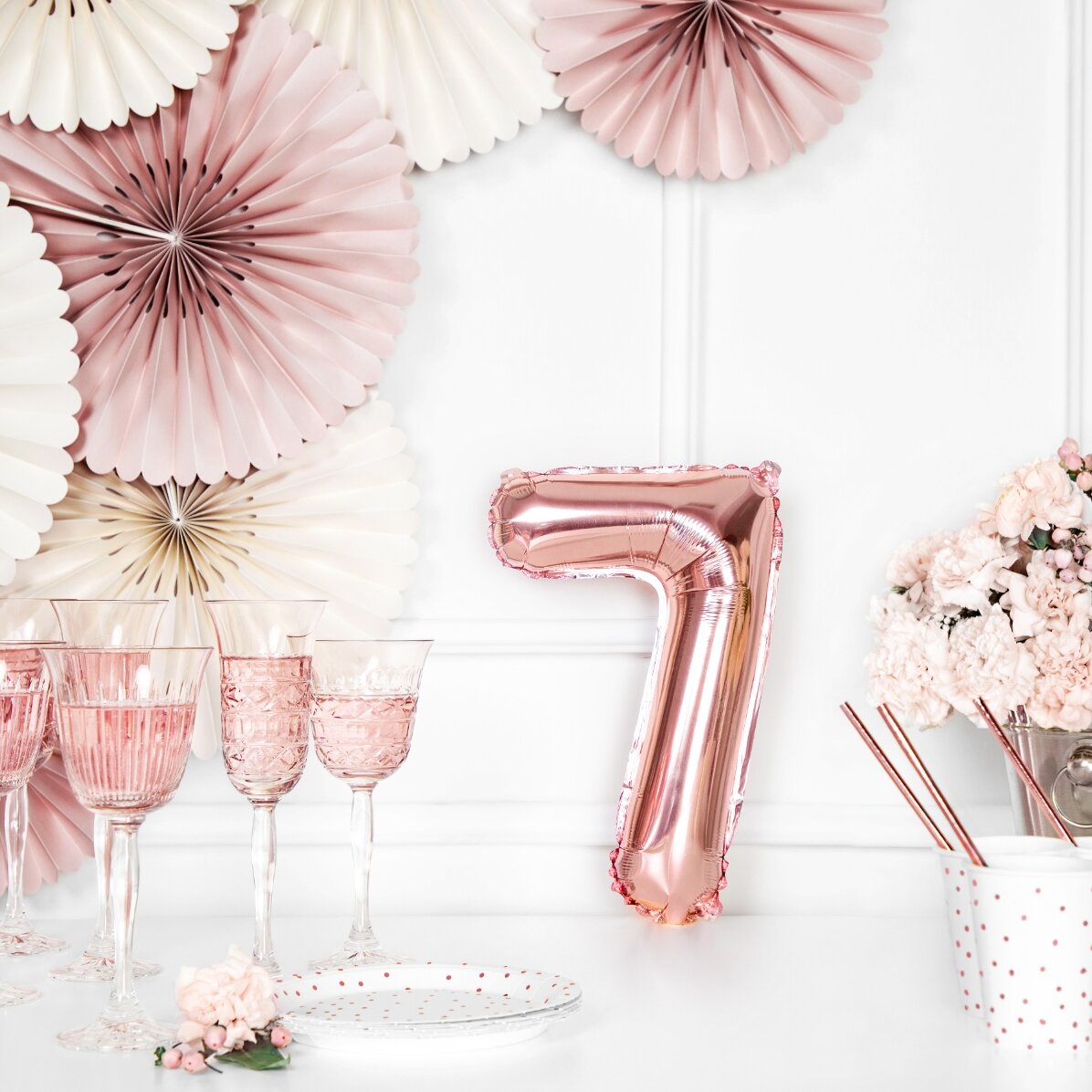 Ballonnen - Roze cijfers 35 cm