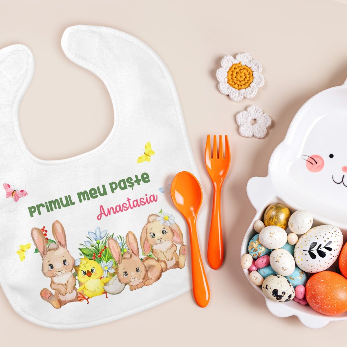 Personalised bib with text - First Easter