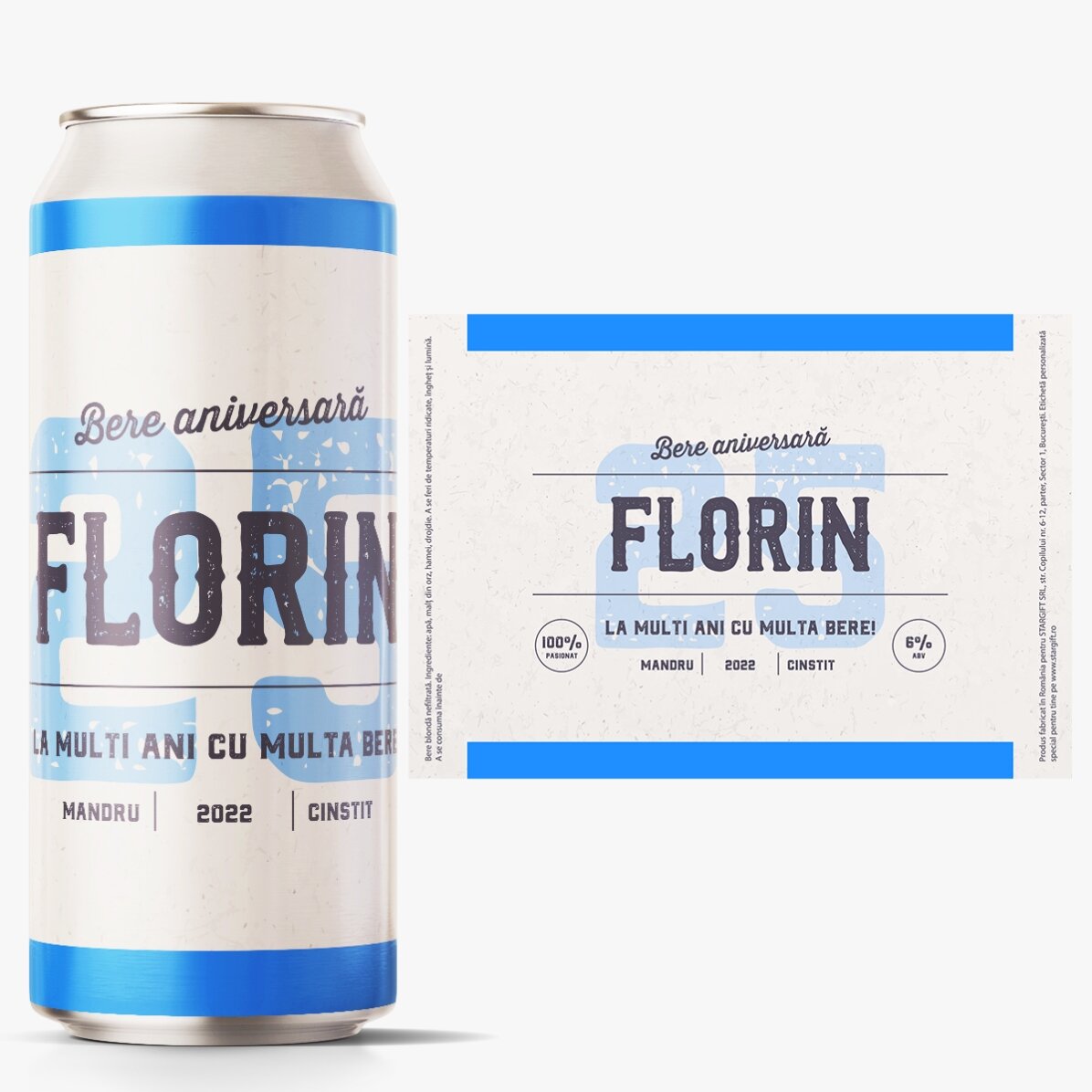 Bier in een blikje met gepersonaliseerde tekst - Retro-verjaardag