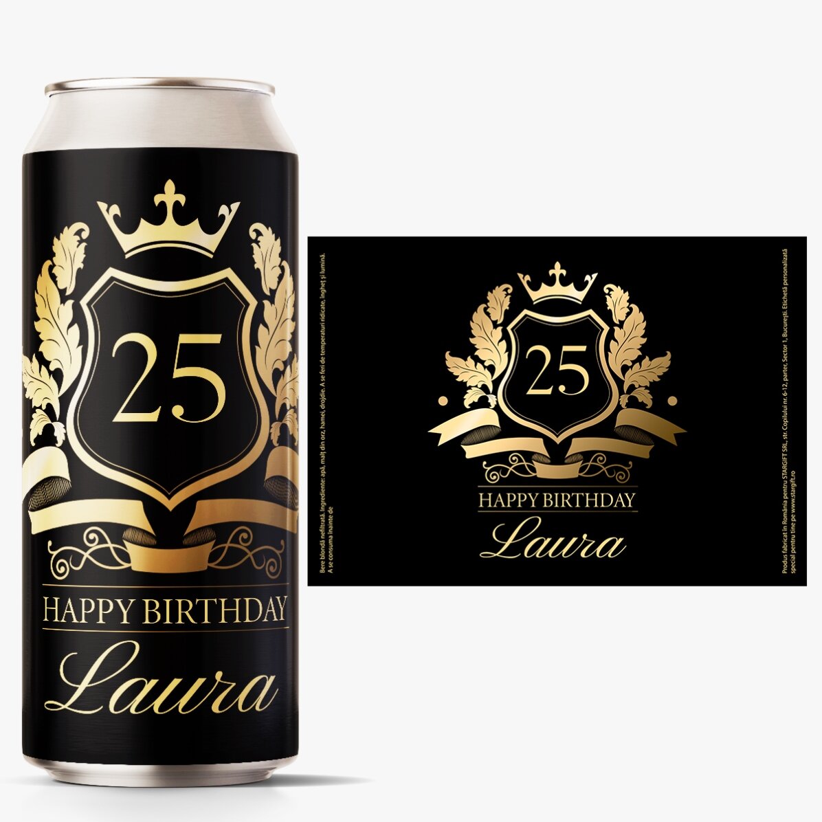 Bier in een blikje met gepersonaliseerde tekst - Royalty
