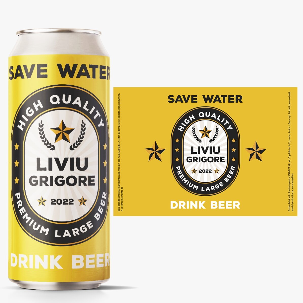 Personalised beer can with text - Save water drink beer