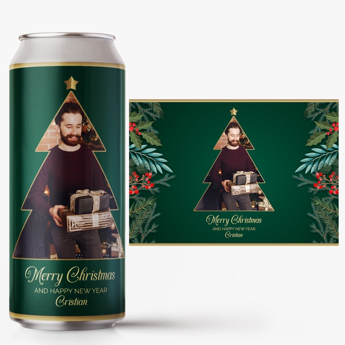 Bier in een op maat gemaakte blik met foto en tekst - Christmas Tree