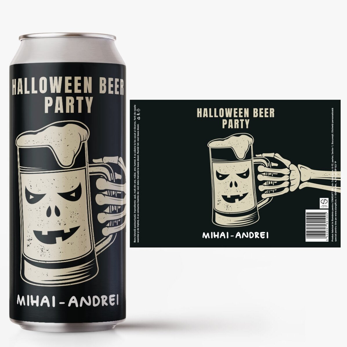 Bier in blikjes met gepersonaliseerde tekst - Halloween Beer Party