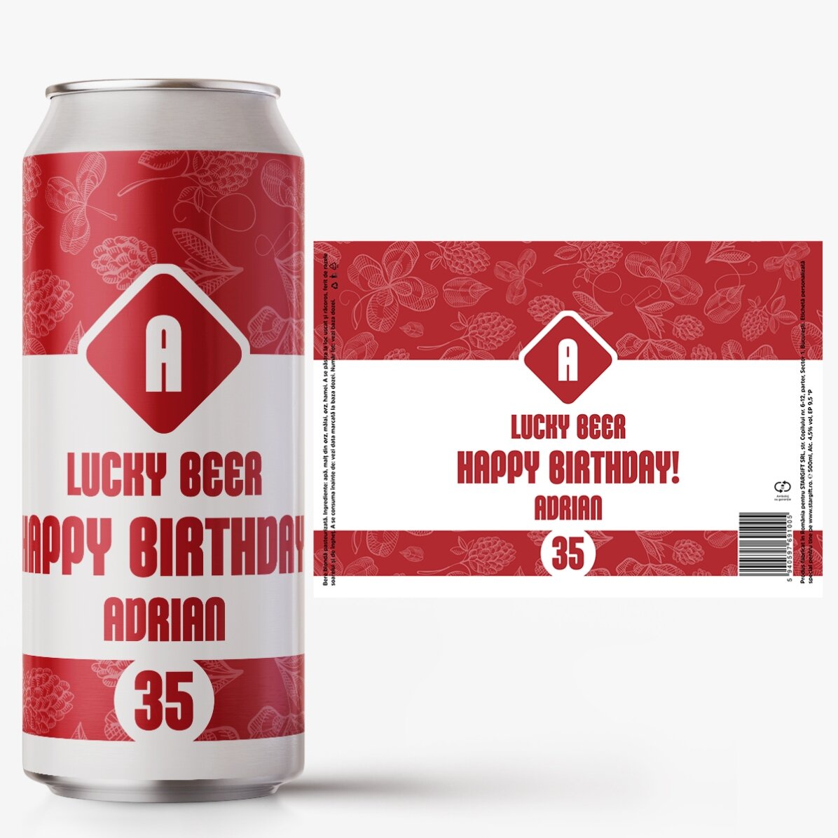 Personalised beer can with text - Lucky Beer
