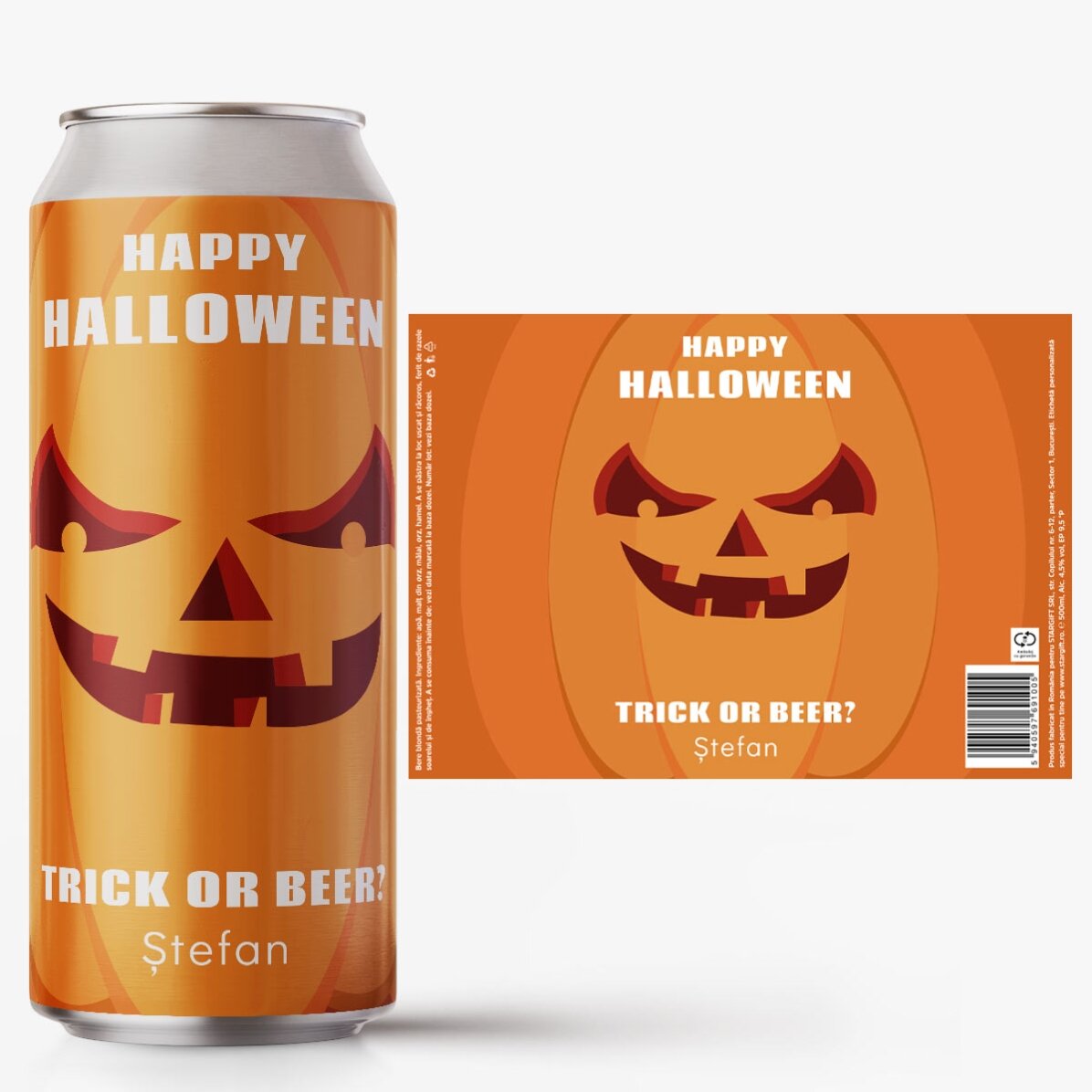 Bier in een blikje met gepersonaliseerde tekst - Pumpkin