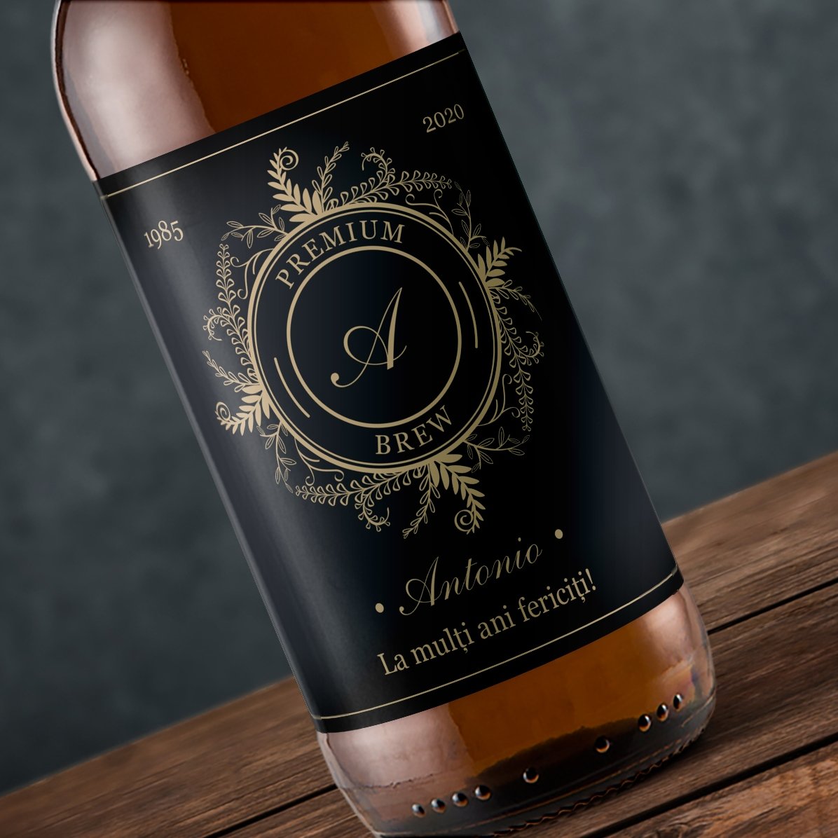 Bier met gepersonaliseerd monogram en tekst - Floral elegance