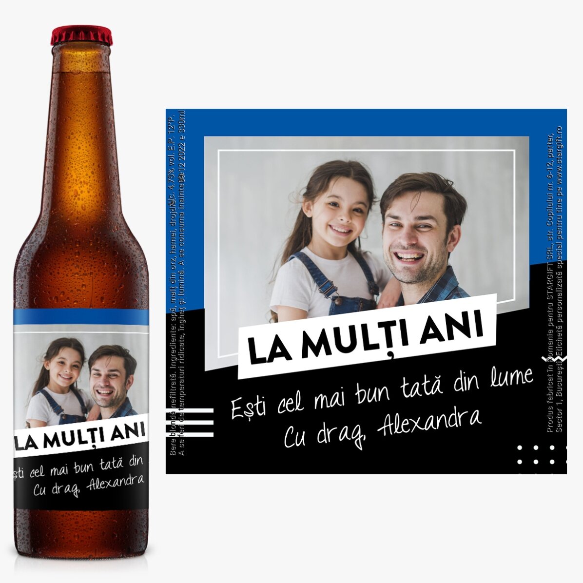 Gepersonaliseerd bier met een foto en tekst - Cheers