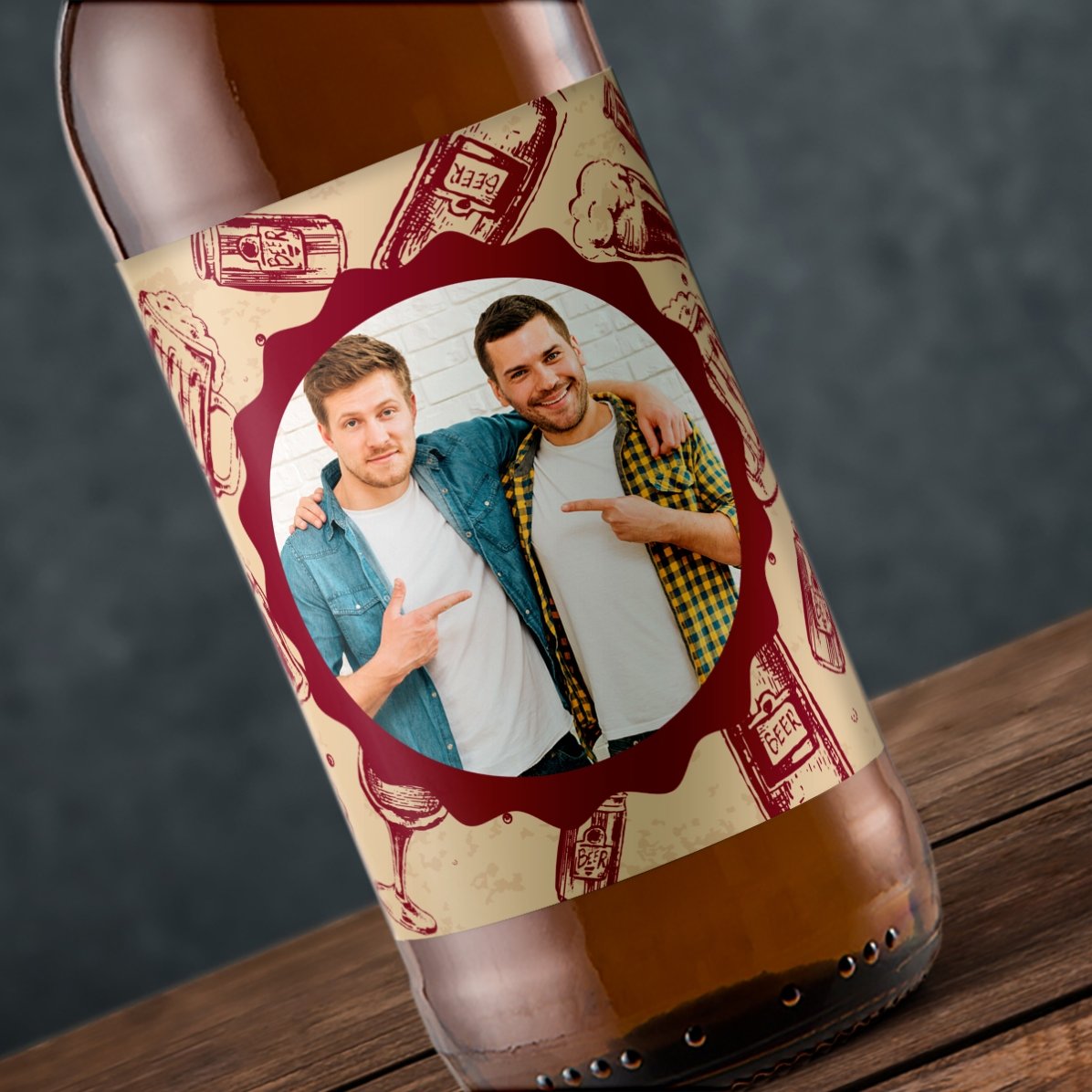 Bier met een foto erop