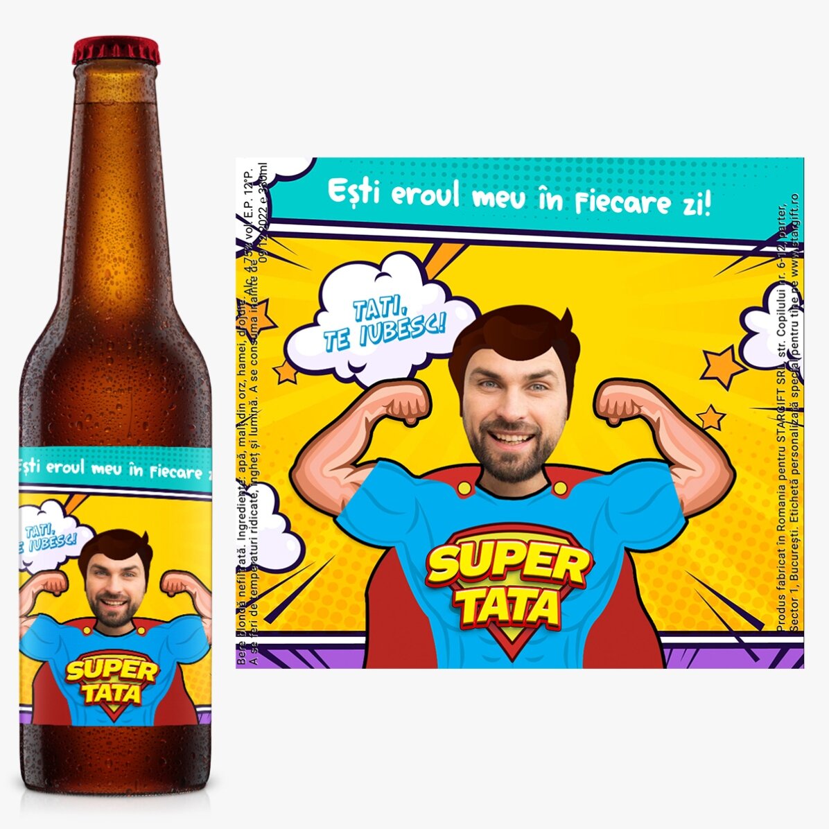 Gepersonaliseerd bier met foto en tekst - Super papa