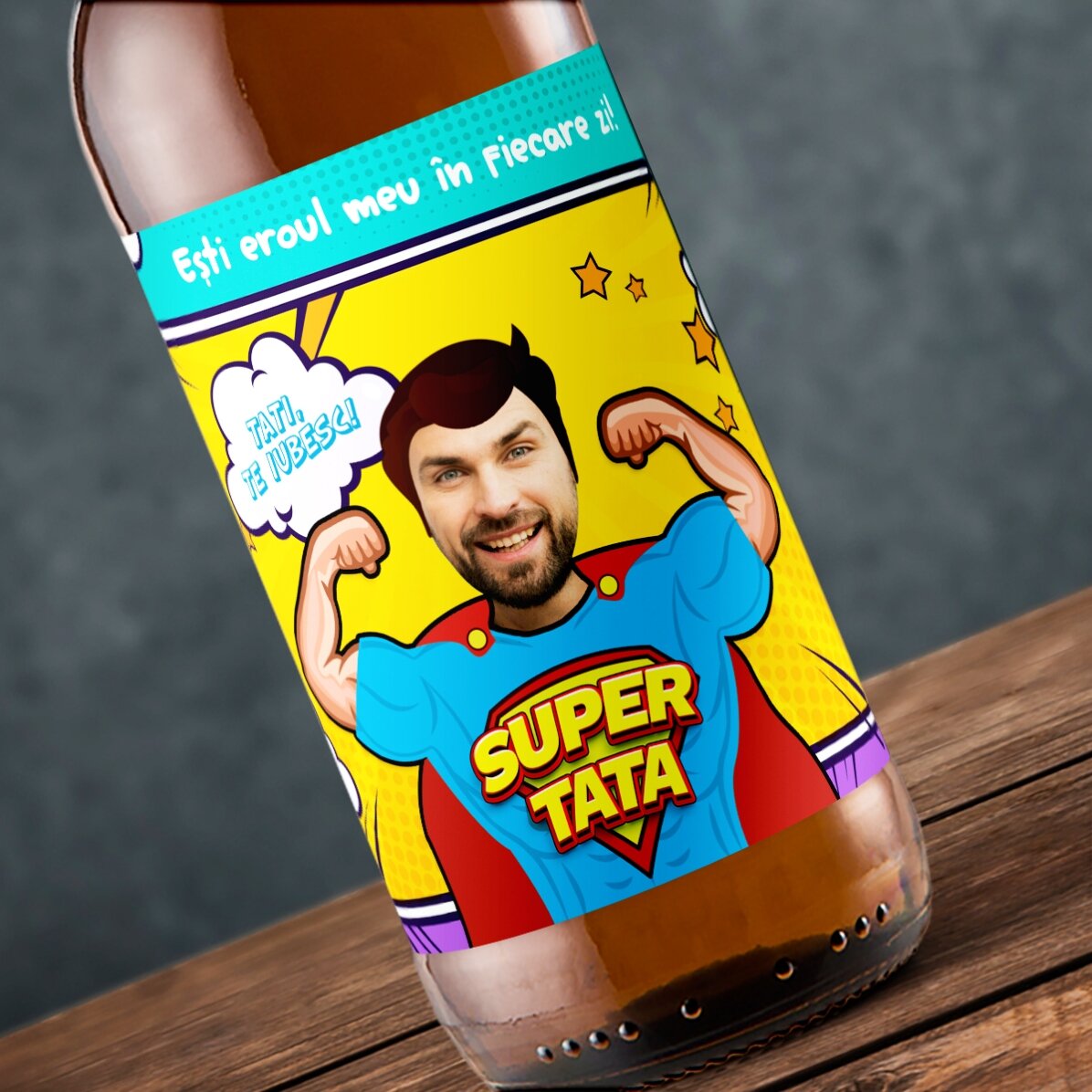 Gepersonaliseerd bier met foto en tekst - Super papa