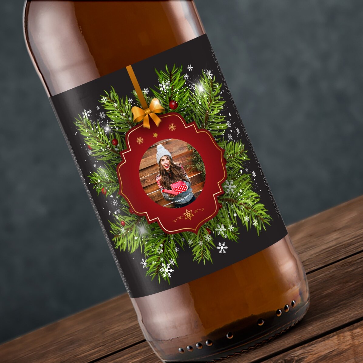 Bier met een foto erop - Kerstwensen
