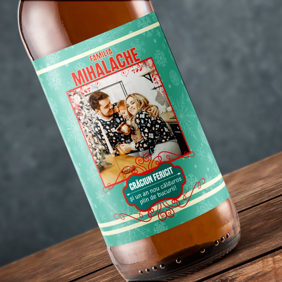 Gepersonaliseerd bier met foto en tekst - Vintage Christmas