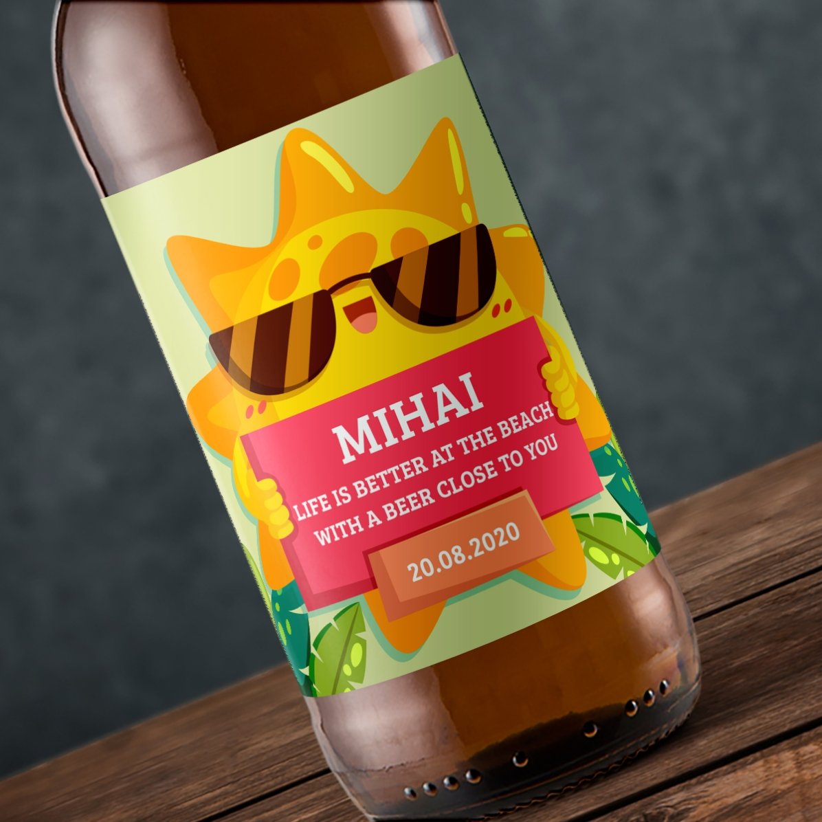 Bier met gepersonaliseerde tekst - Friendly sun
