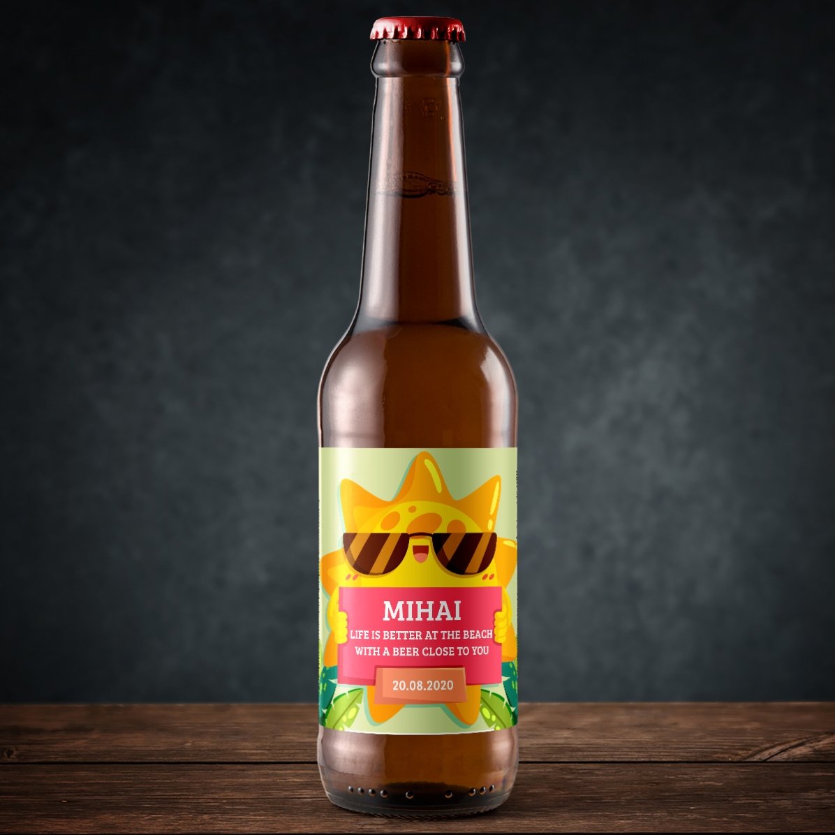 Bier met gepersonaliseerde tekst - Friendly sun