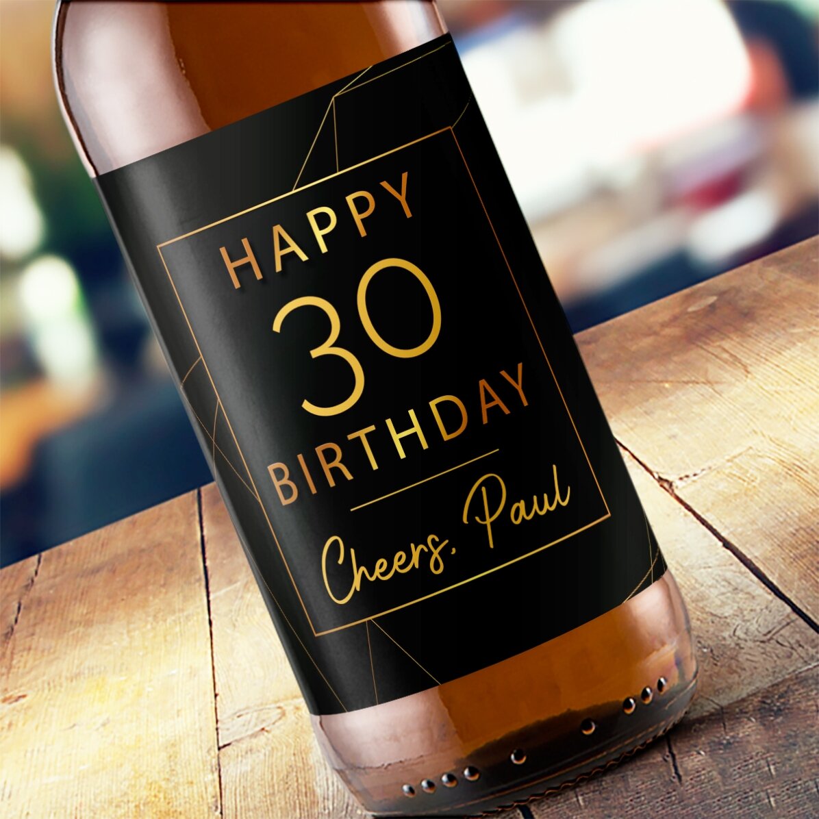 Bier met gepersonaliseerde tekst - Happy birthday Gold
