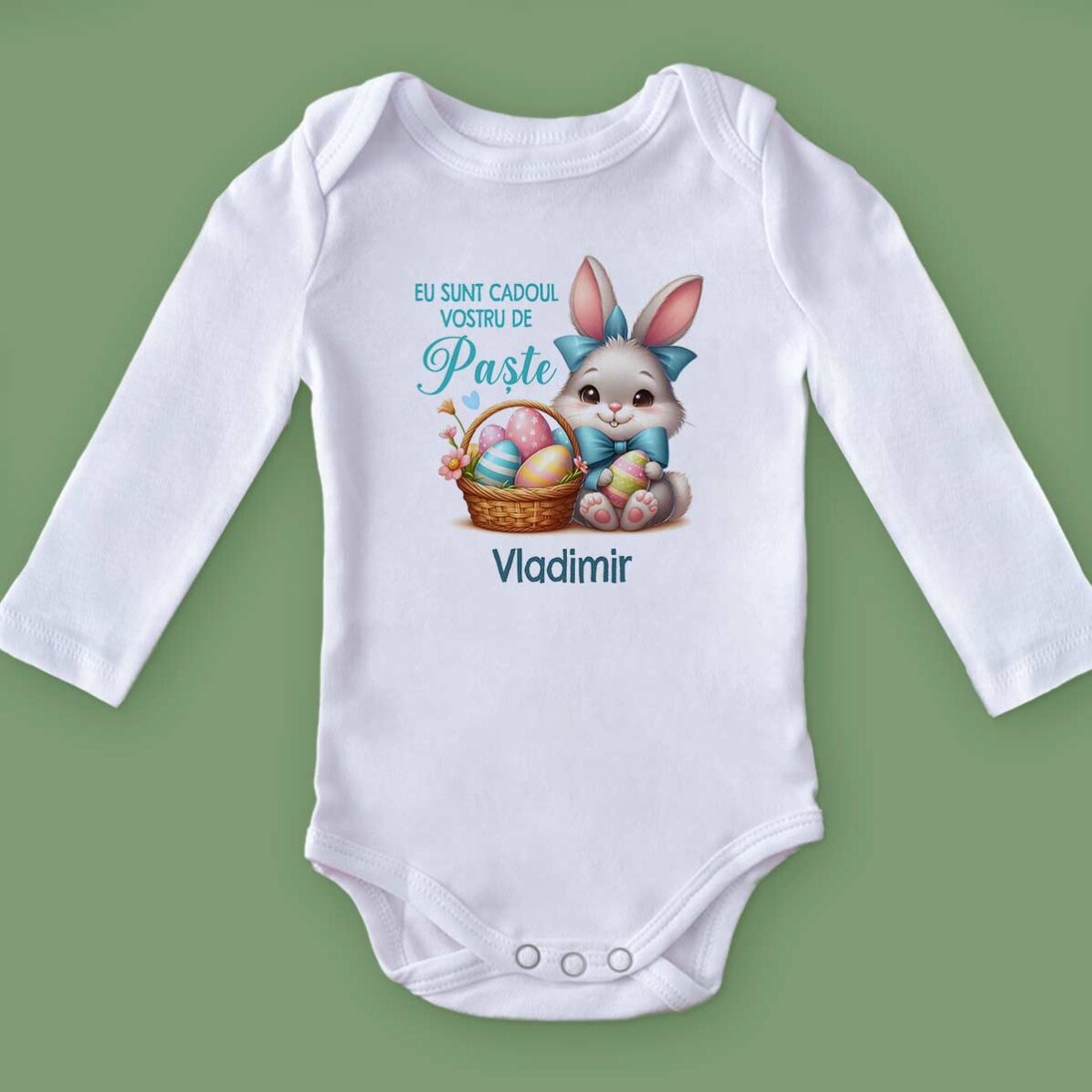 Gepersonaliseerd rompertje voor kinderen met tekst - Paasgeschenk, Baby Boy