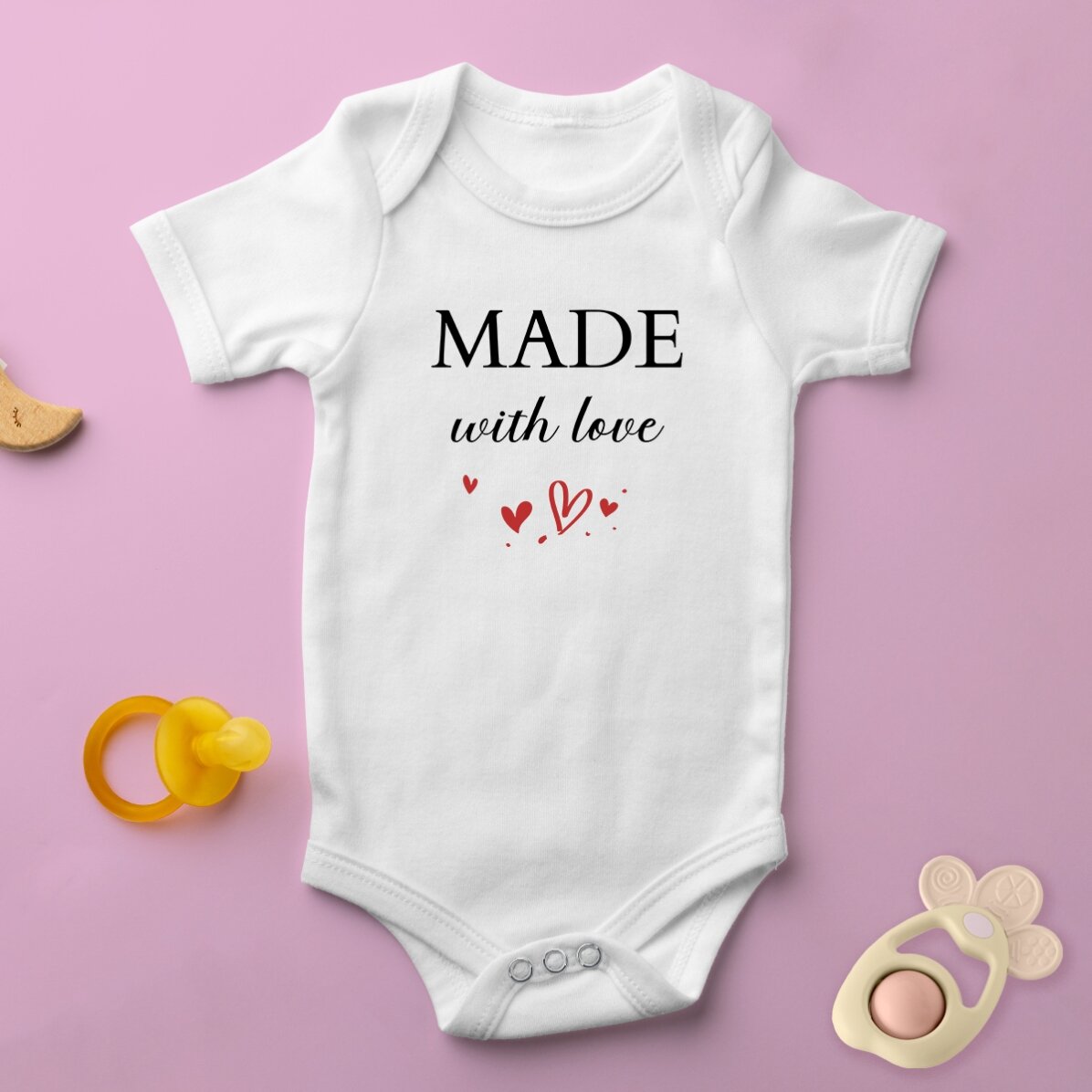 Personalised baby bodysuit with message - Made with love