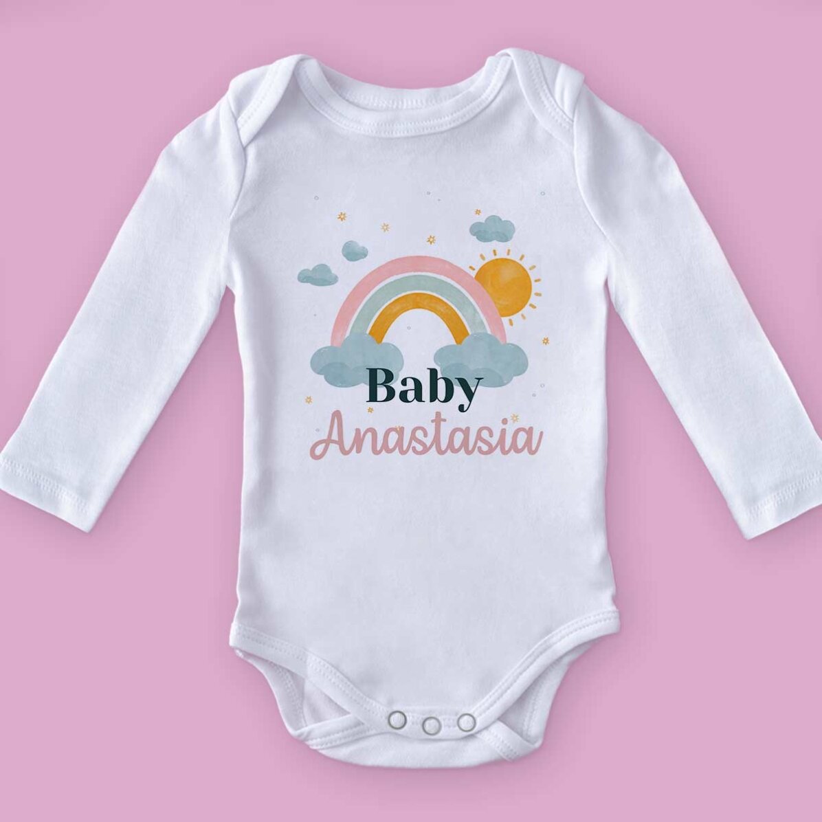Body voor kinderen, gepersonaliseerd met naam - Regenboog