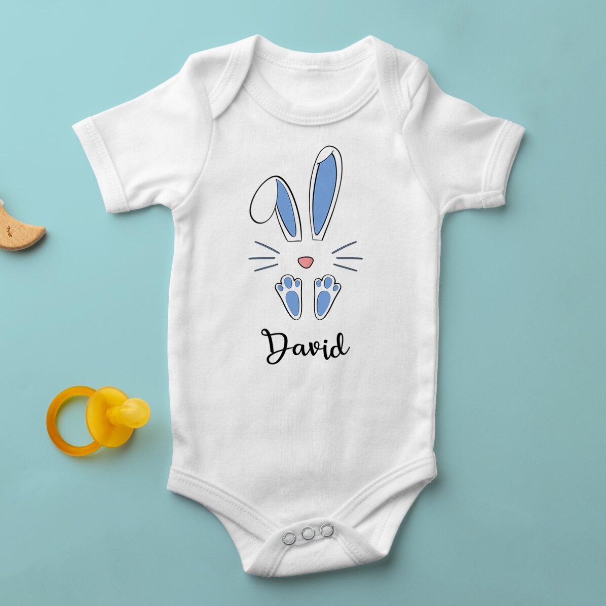 Personalised baby bodysuit with name - Easter Bunny