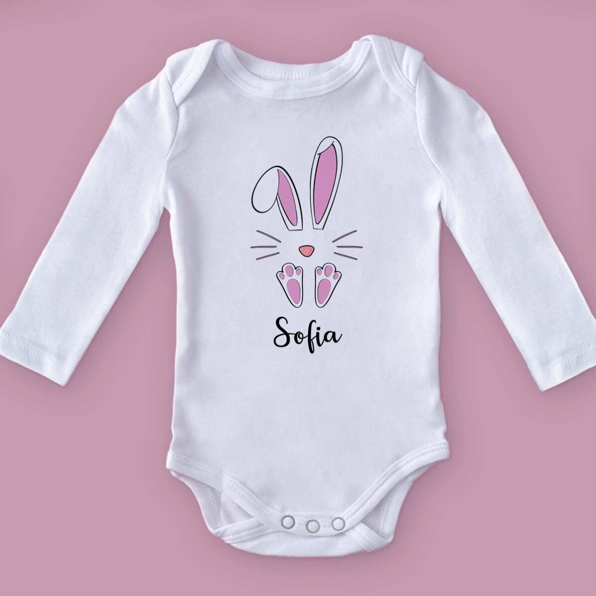 Personalised baby bodysuit with name - Easter Bunny