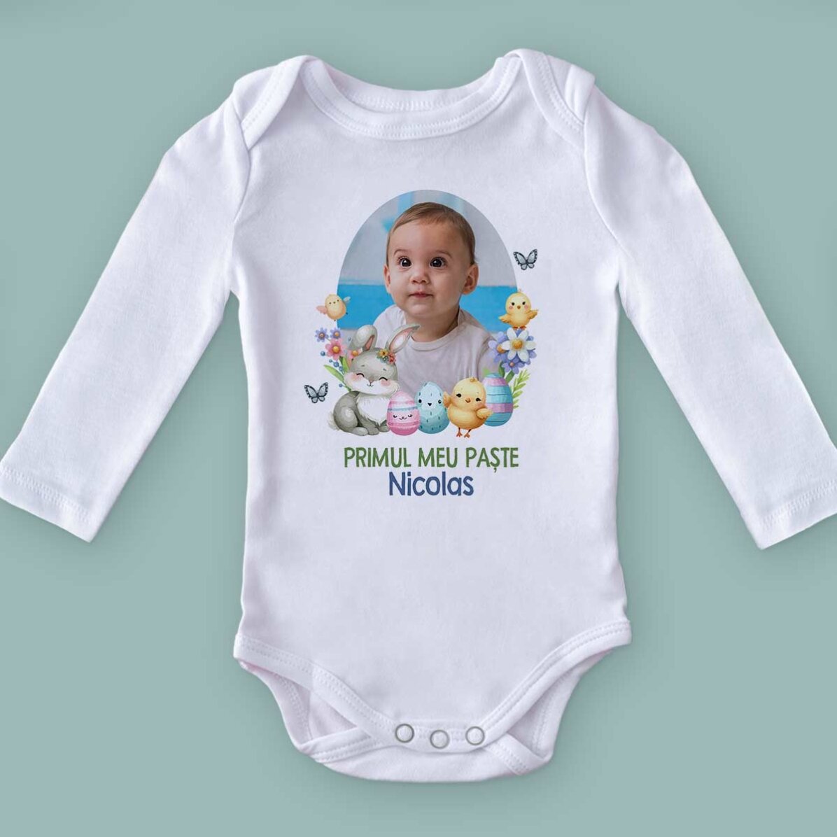 Gepersonaliseerd kinderbody met foto en tekst - Mijn eerste Pasen