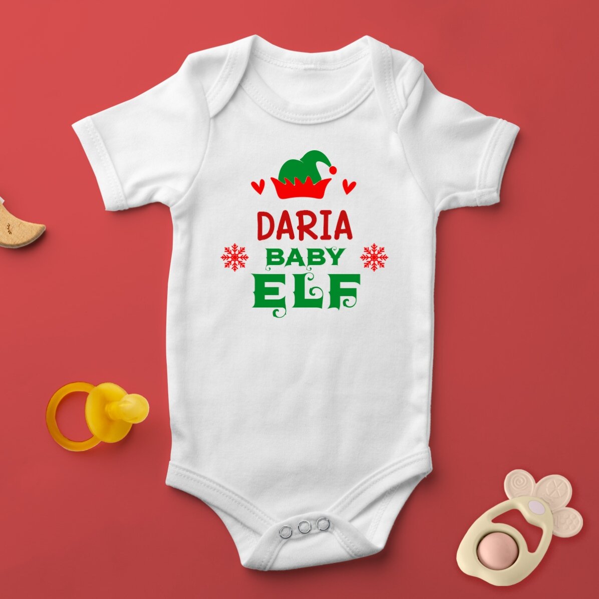 Personalised baby bodysuit with text - Little elf