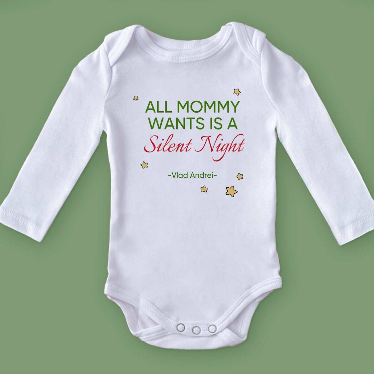 Personalised baby bodysuit with text - Silent Night