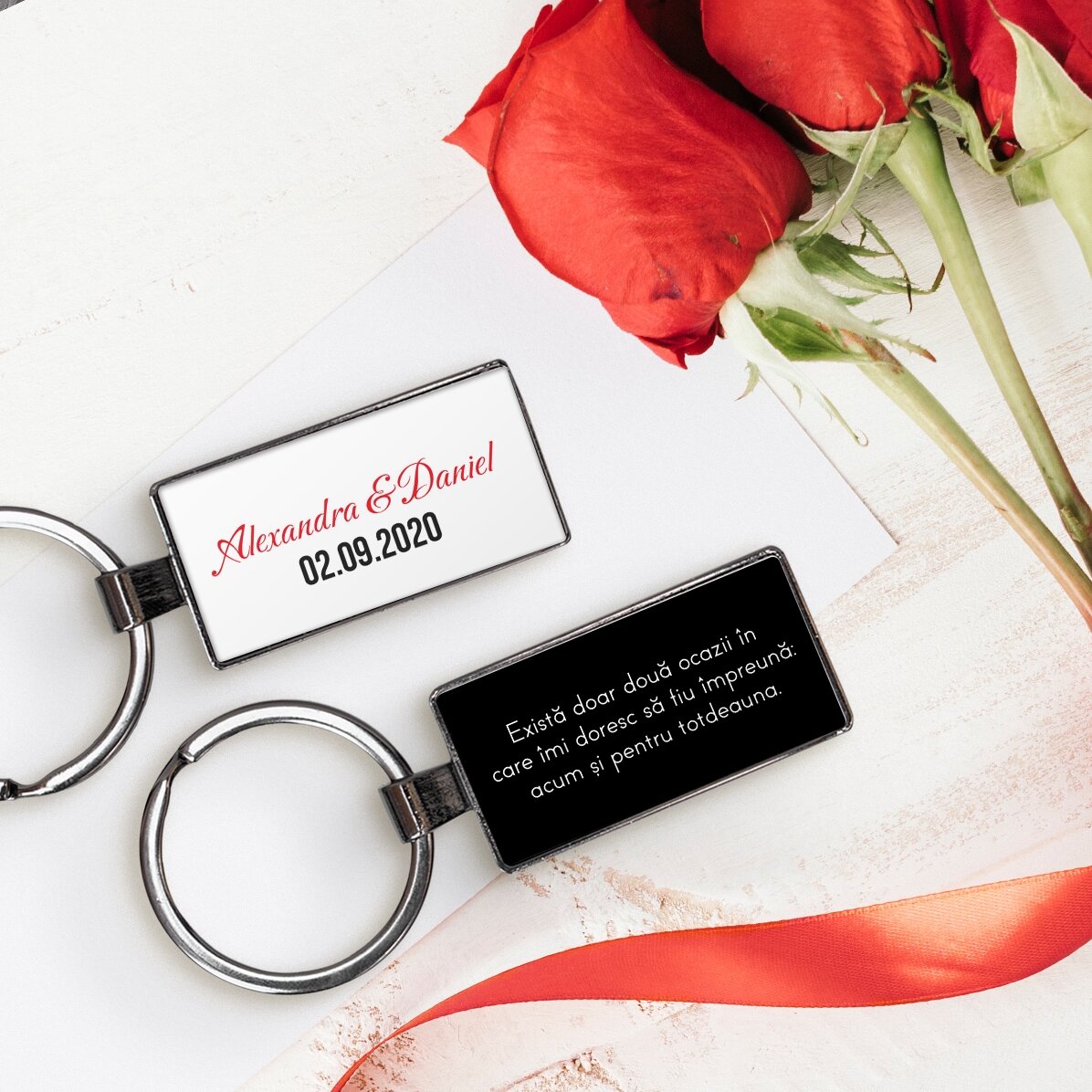 Gepersonaliseerde sleutelhanger met naam en boodschap