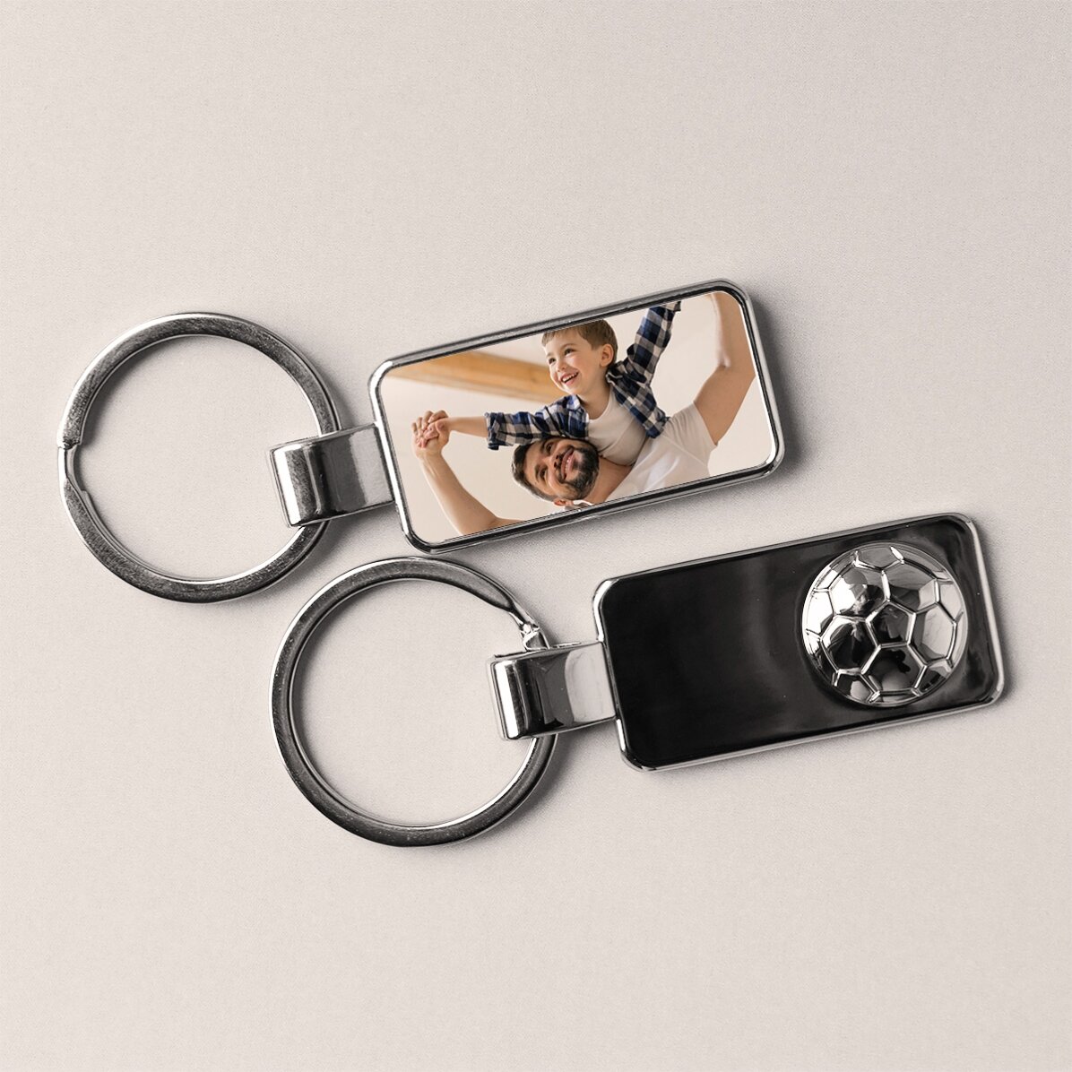 Personalised keyring with a photo - football model