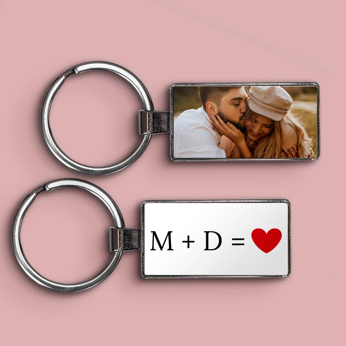 Gepersonaliseerde sleutelhanger met een foto en tekst - Love