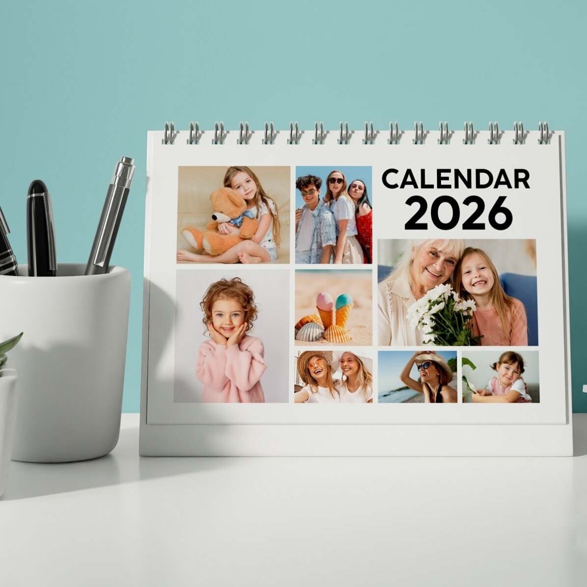 Gepersonaliseerde bureaukalender met foto’s
