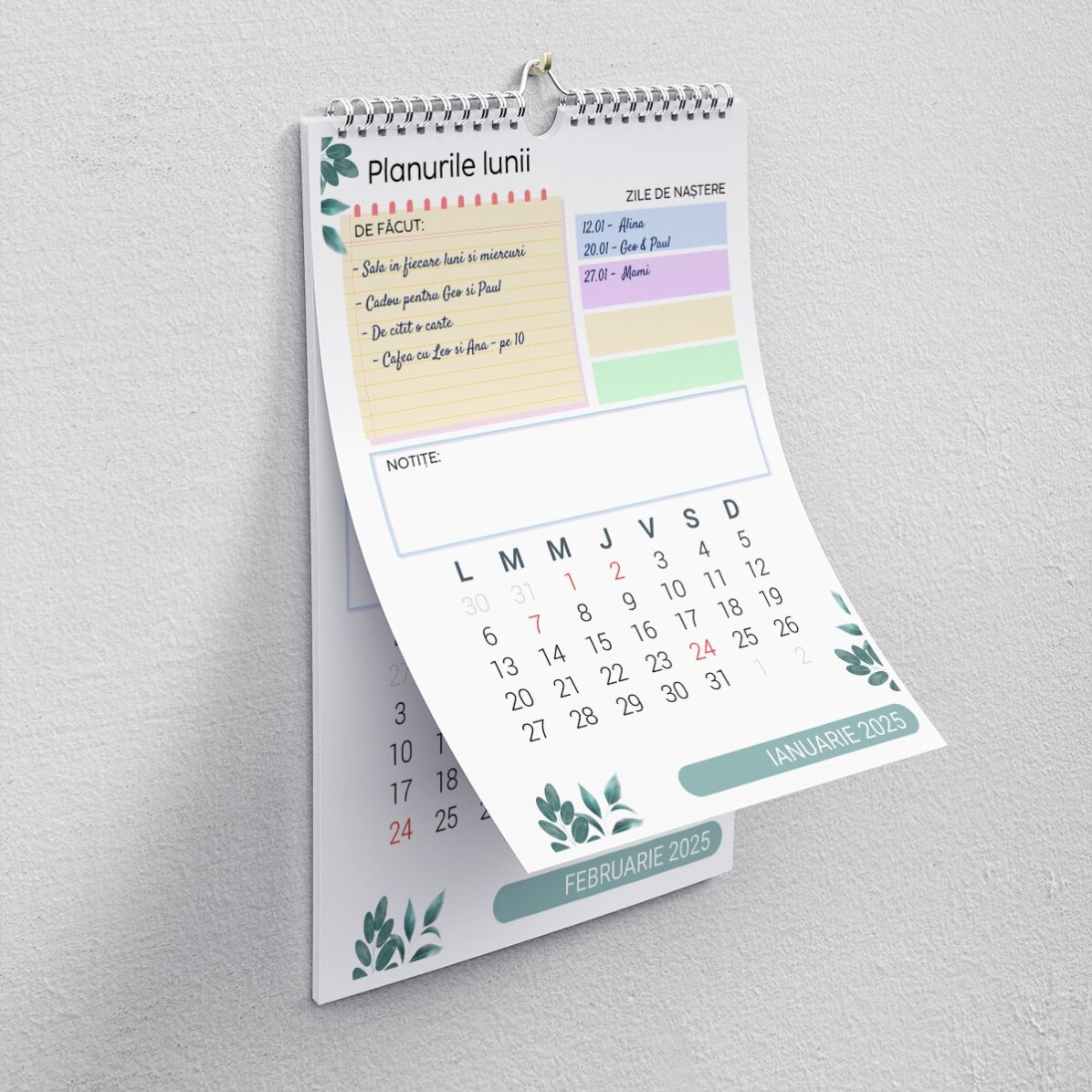 Personalised calendar with a photo and text - Planner