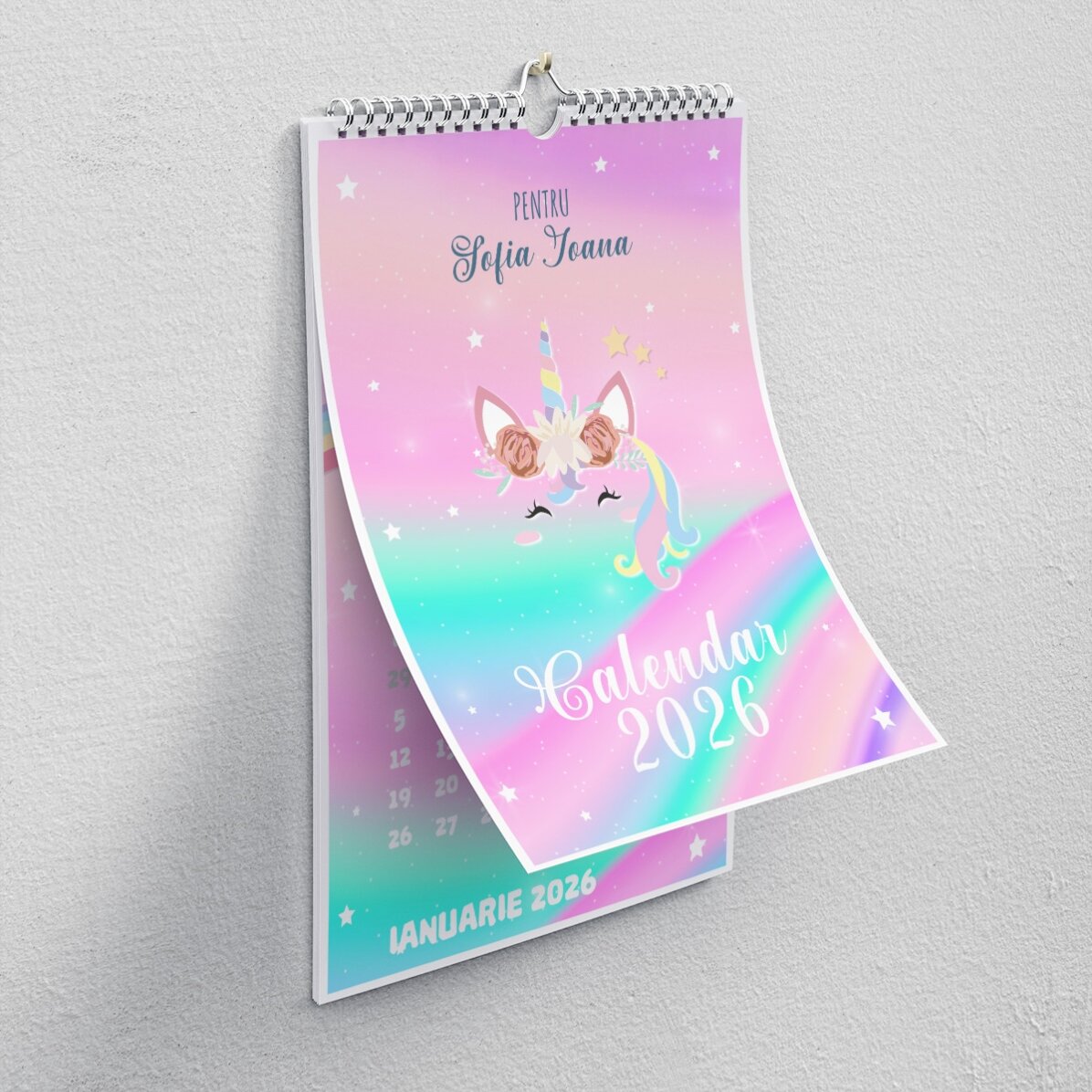Gepersonaliseerde kalender voor kinderen met foto’s en tekst - Eenhoorn