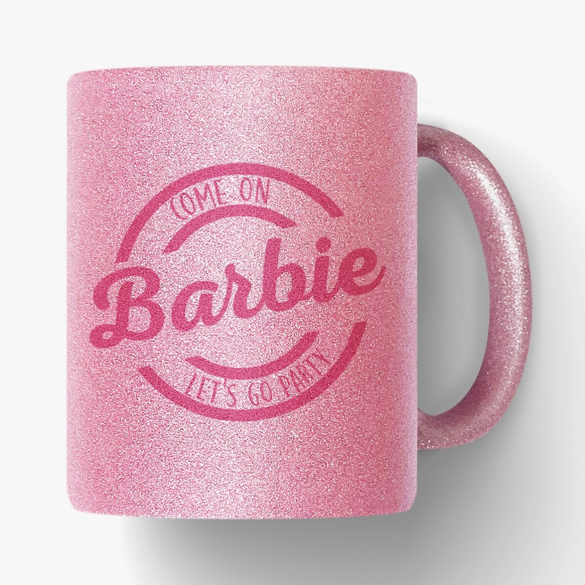 Mok met glitter, gepersonaliseerd met naam - Barbie