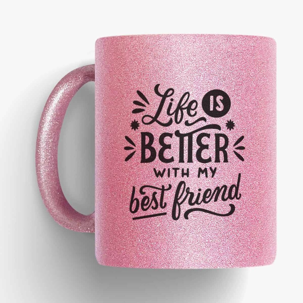 Mok met glitter, gepersonaliseerd met naam - beste vriend(in)