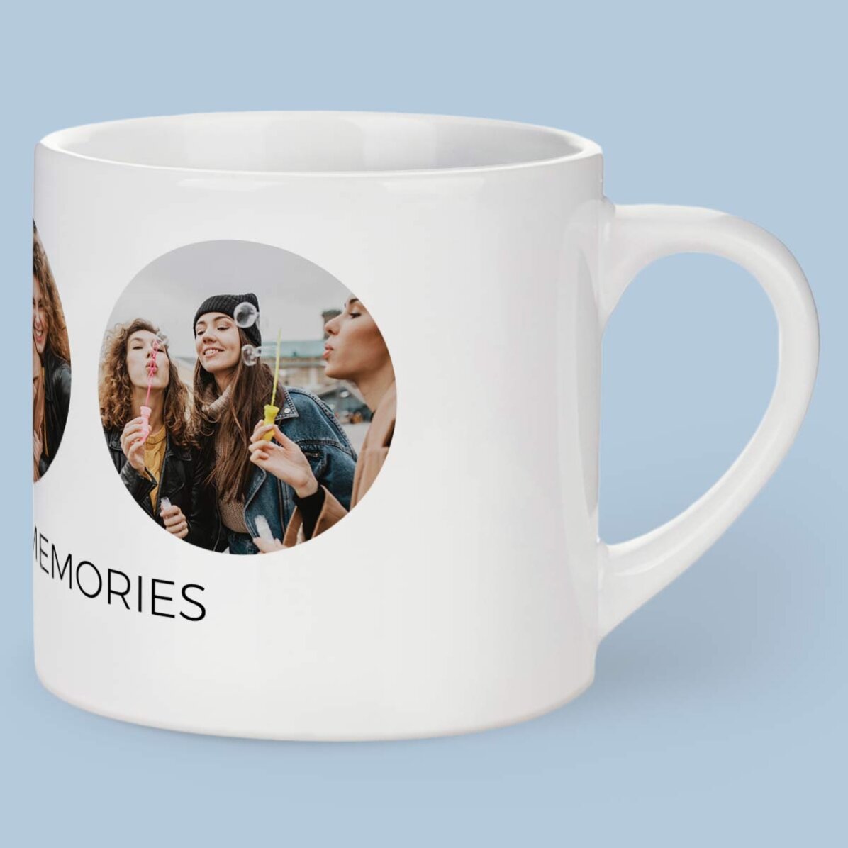 Gepersonaliseerd espressokopje met 3 foto’s en tekst – Onvergetelijke herinneringen