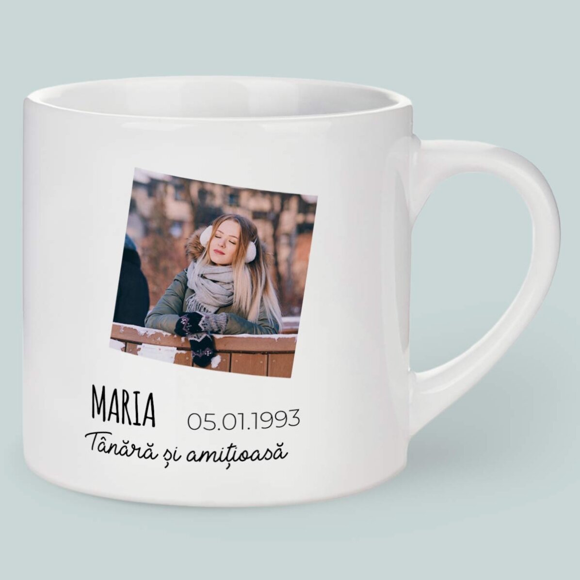 Gepersonaliseerde espressokop met foto en tekst - Sterrenbeeld Steenbok