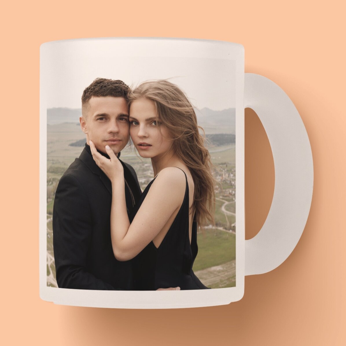 Gepersonaliseerde matte glazen mok met 2 foto