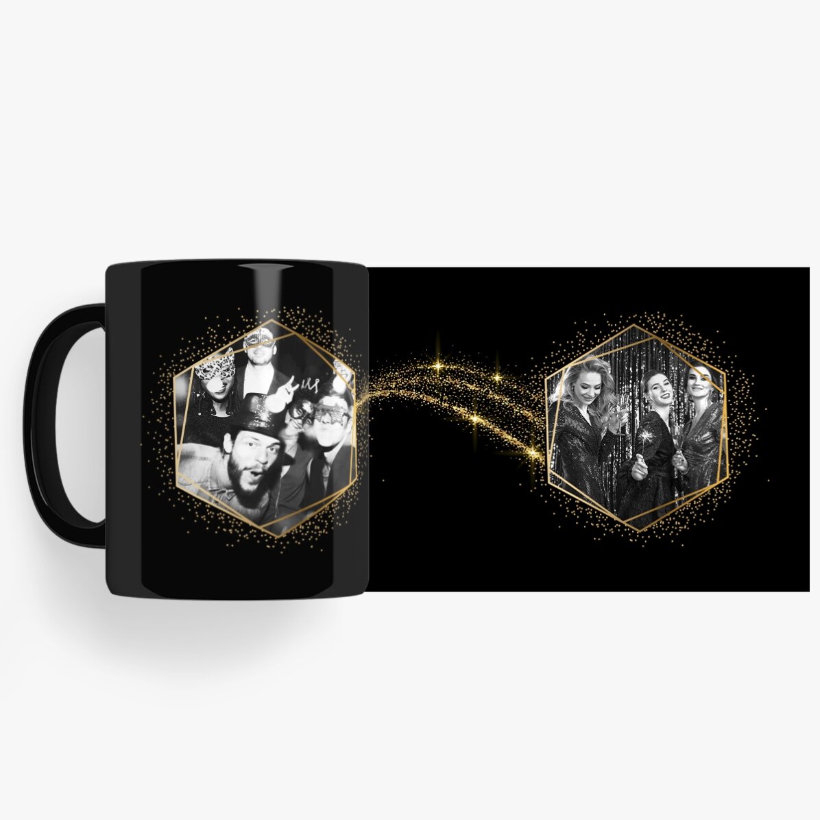 Personalised black mug with 2 photos